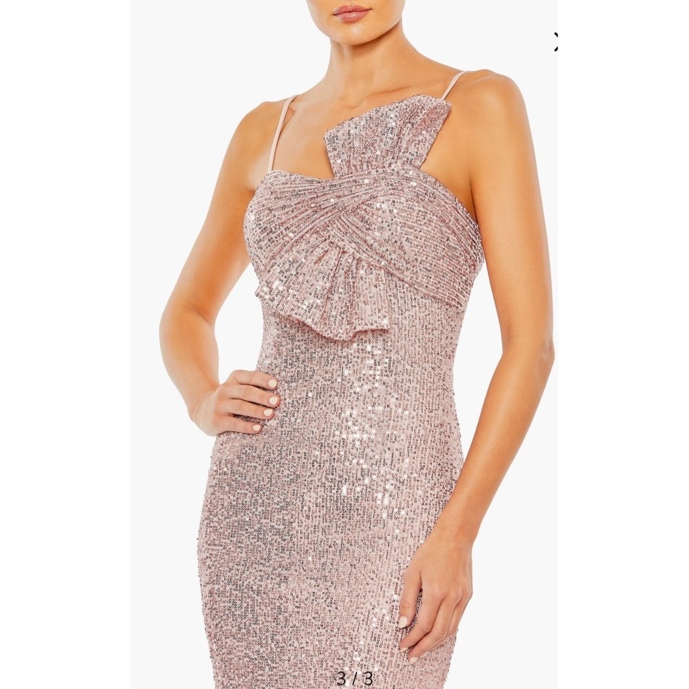 Mac Duggal x Ieena Rose Pink Sequined Faux Bow Column Gown NWT 14 - Picture 4 of 11